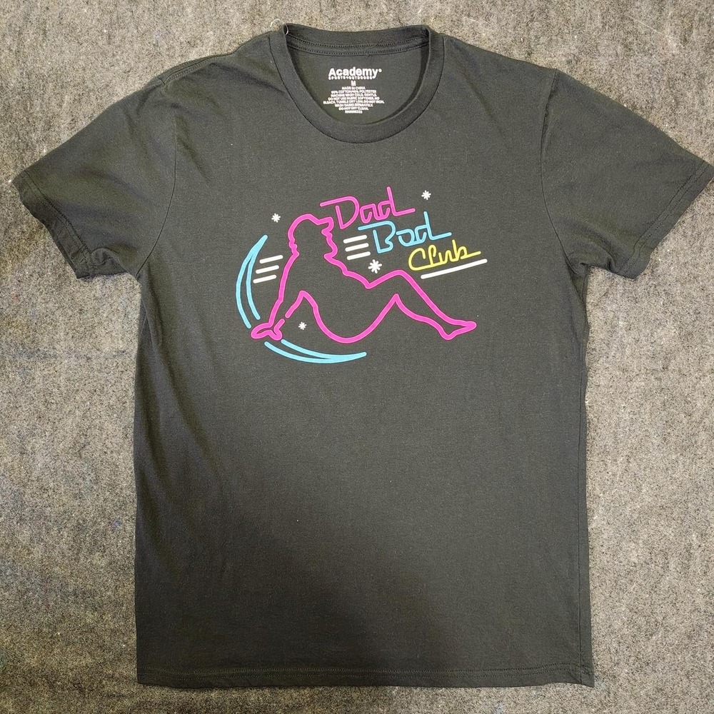 Academy Sports Dad Bod Club Graphic Tee Black Mens Medium M Short Sleeve Shirt